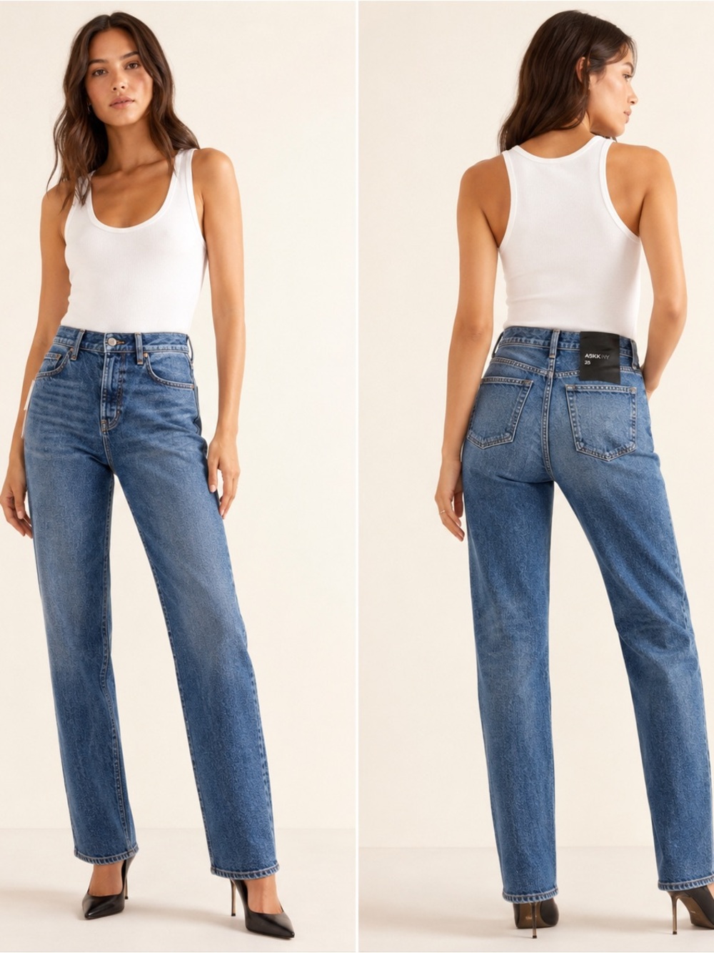 NWT ASKK NY Raw Hem Mid rise Straight Jean Size 25 - Picture 1 of 10